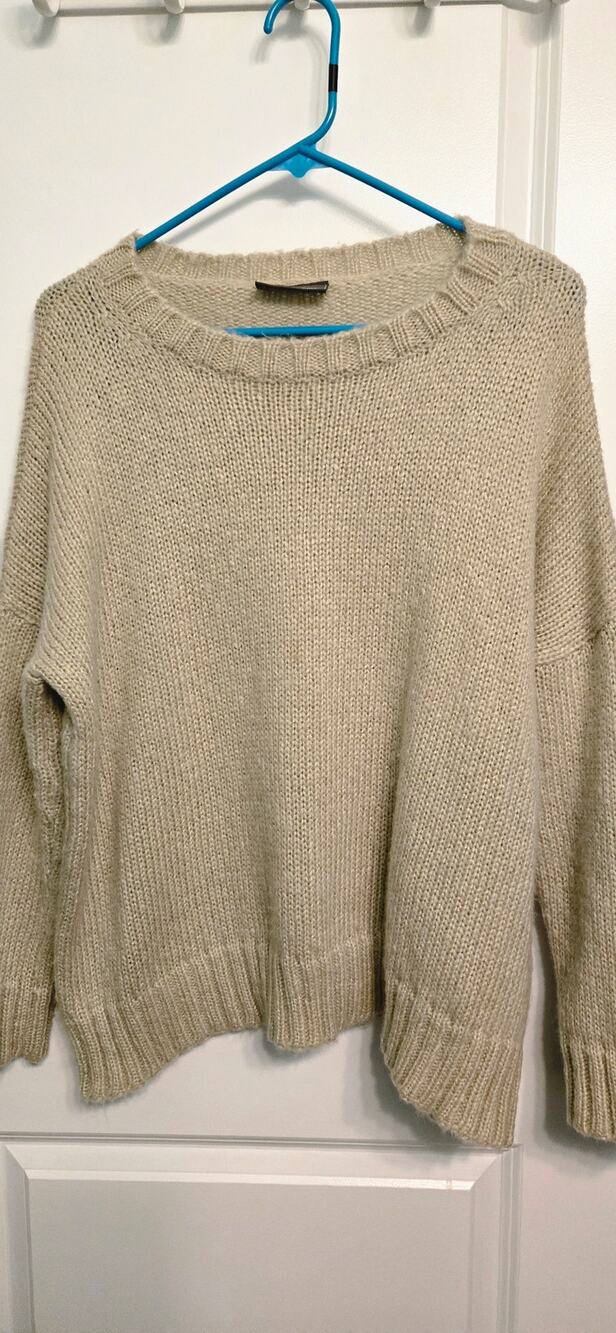 Wooden Ships Knit Sweater Womens XS Oversized Cream Slouchy Crewneck Pullover